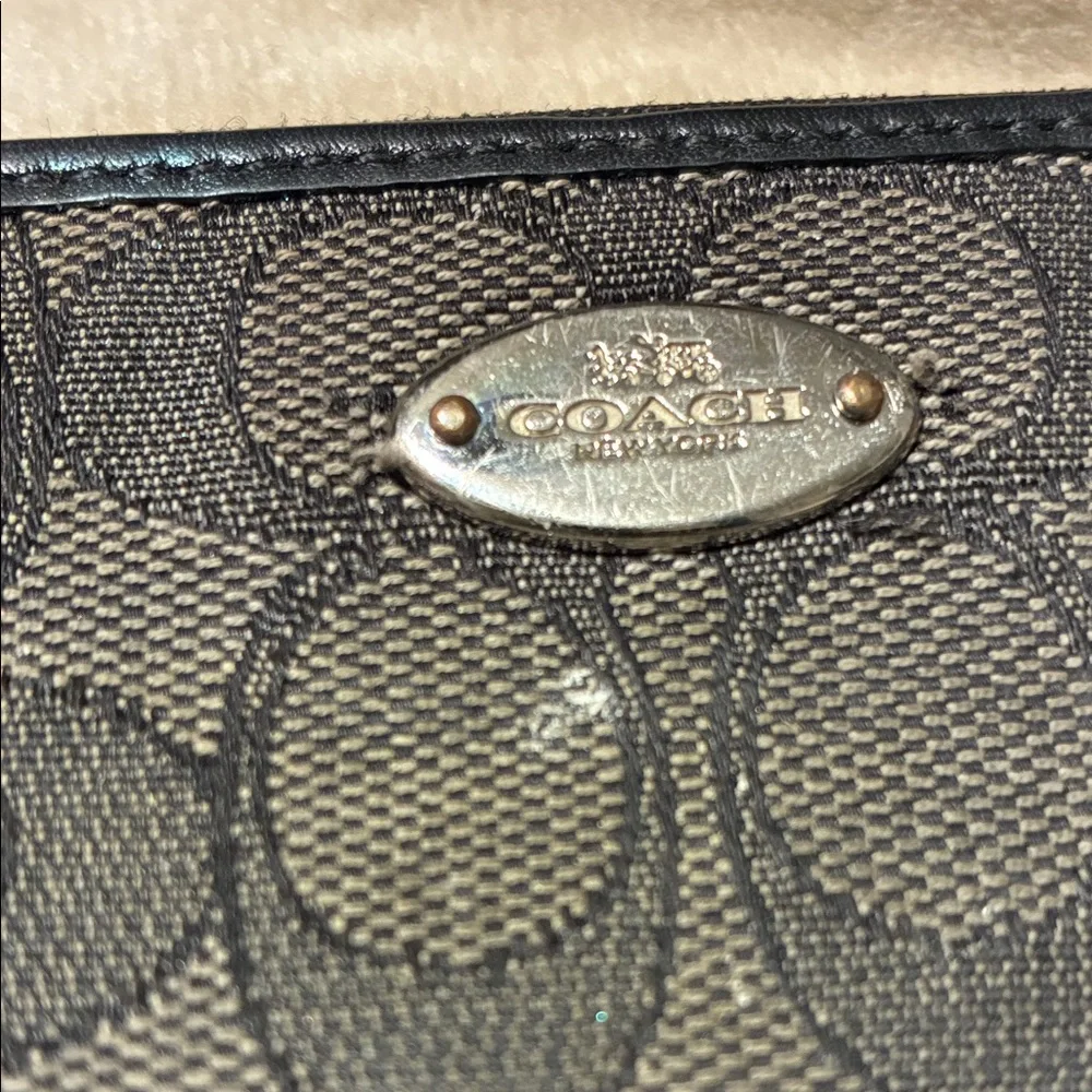 Coach Dark Brown and Black Signature Wristlet - Picture 2 of 5